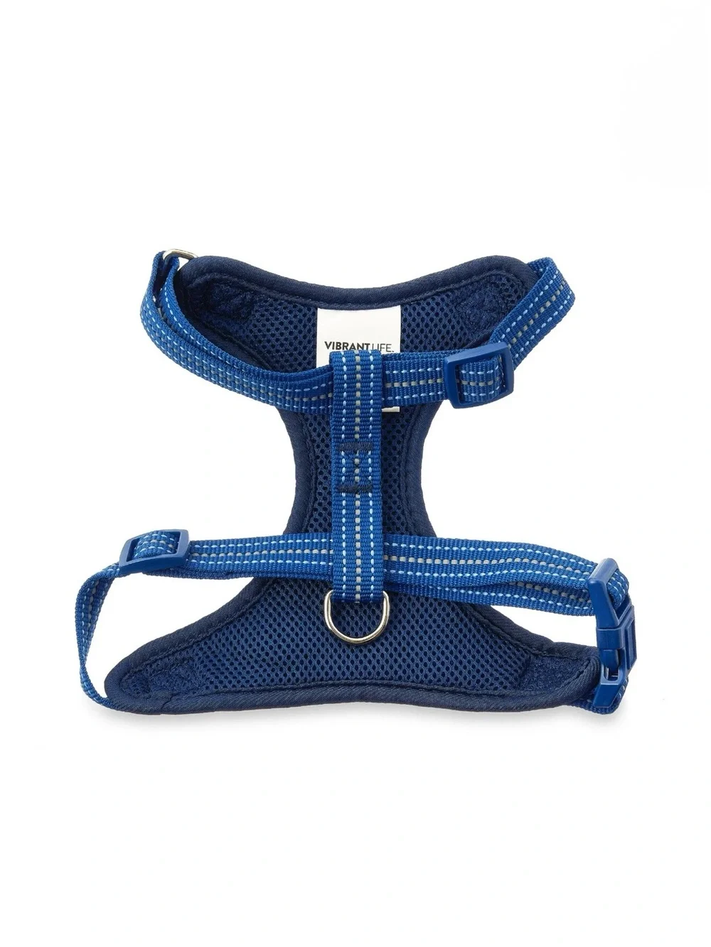 Vibrant Life Flex Knit Medium Dog Harness Soft Adjustable Navy Bright Blue EUC